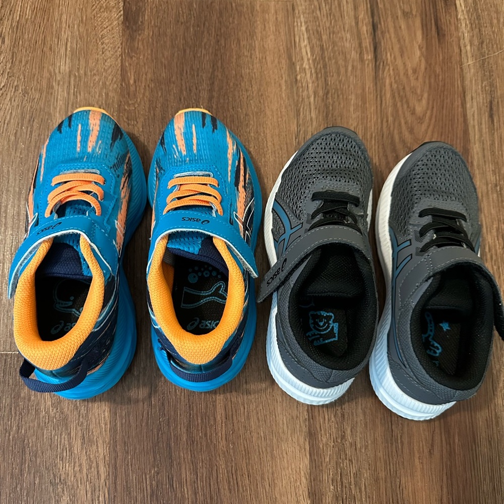 Asics Kids Sneakers - Blue, Orange, and Gray